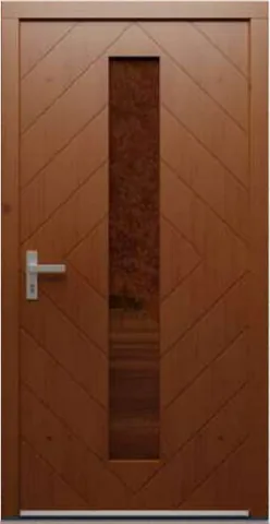 Porte d’entrée PN10, série Modern, pin, lasure noyer clair