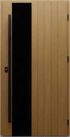 Porte d’entrée PN4, série Modern, méranti, lasure noyer clair
