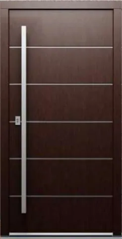 Porte d’entrée PN6, série Modern, chêne, lasure merbau