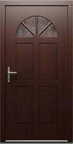 Porte d’entrée PS5, série Élégance, pin, lasure merbau