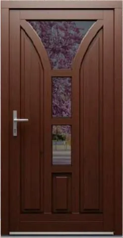 Porte d’entrée RK11, série Classique, pin, lasure noyer foncé