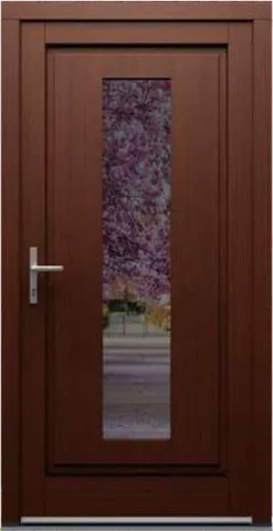 Porte d’entrée RK3, série Classique, méranti, lasure teck