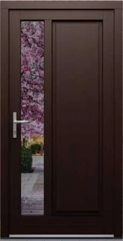 Porte d’entrée RK4, série Classique, méranti, lasure palissandre