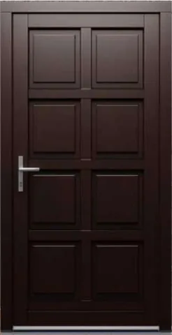 Porte d’entrée RK7, série Classique, pin, lasure palissandre