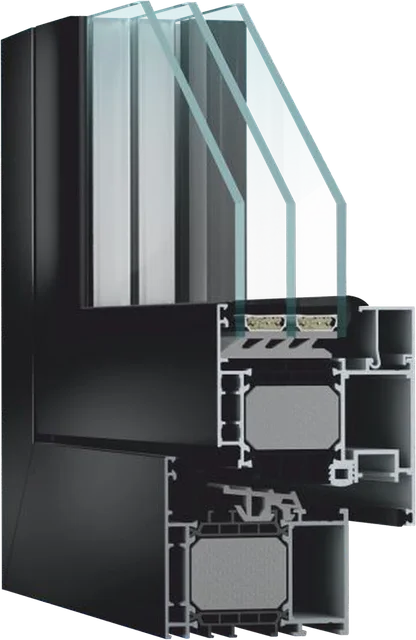 Coupe du profilé aluminium PE 78 N (Procural)