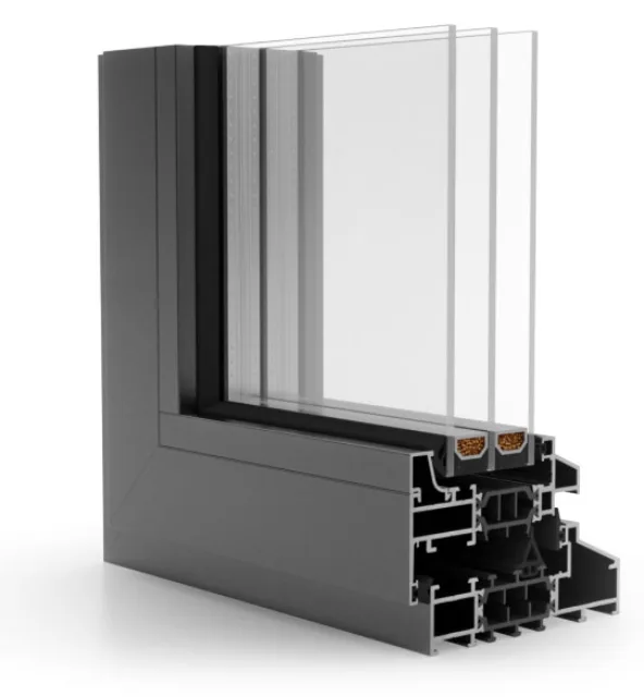 Coupe d’angle du profilé Reynaers SlimLine 38