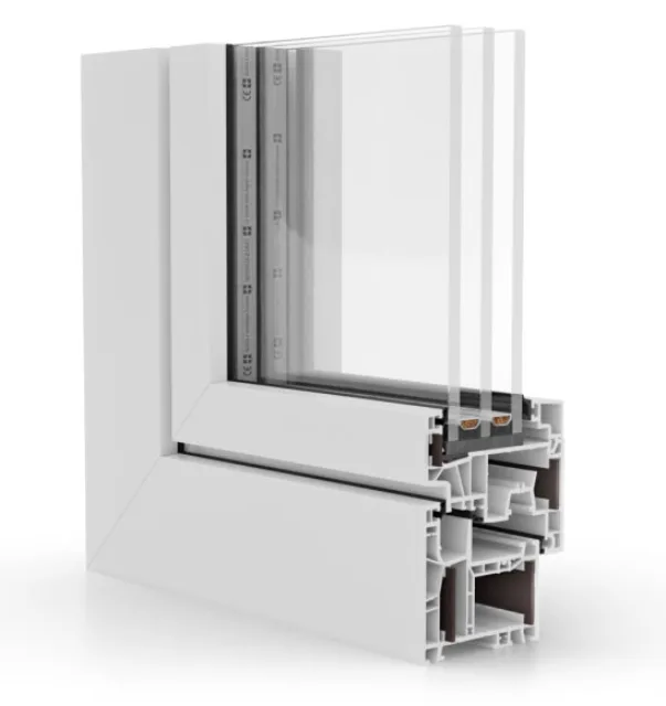 Coupe d’angle du profilé aluplast Energeto NEO
